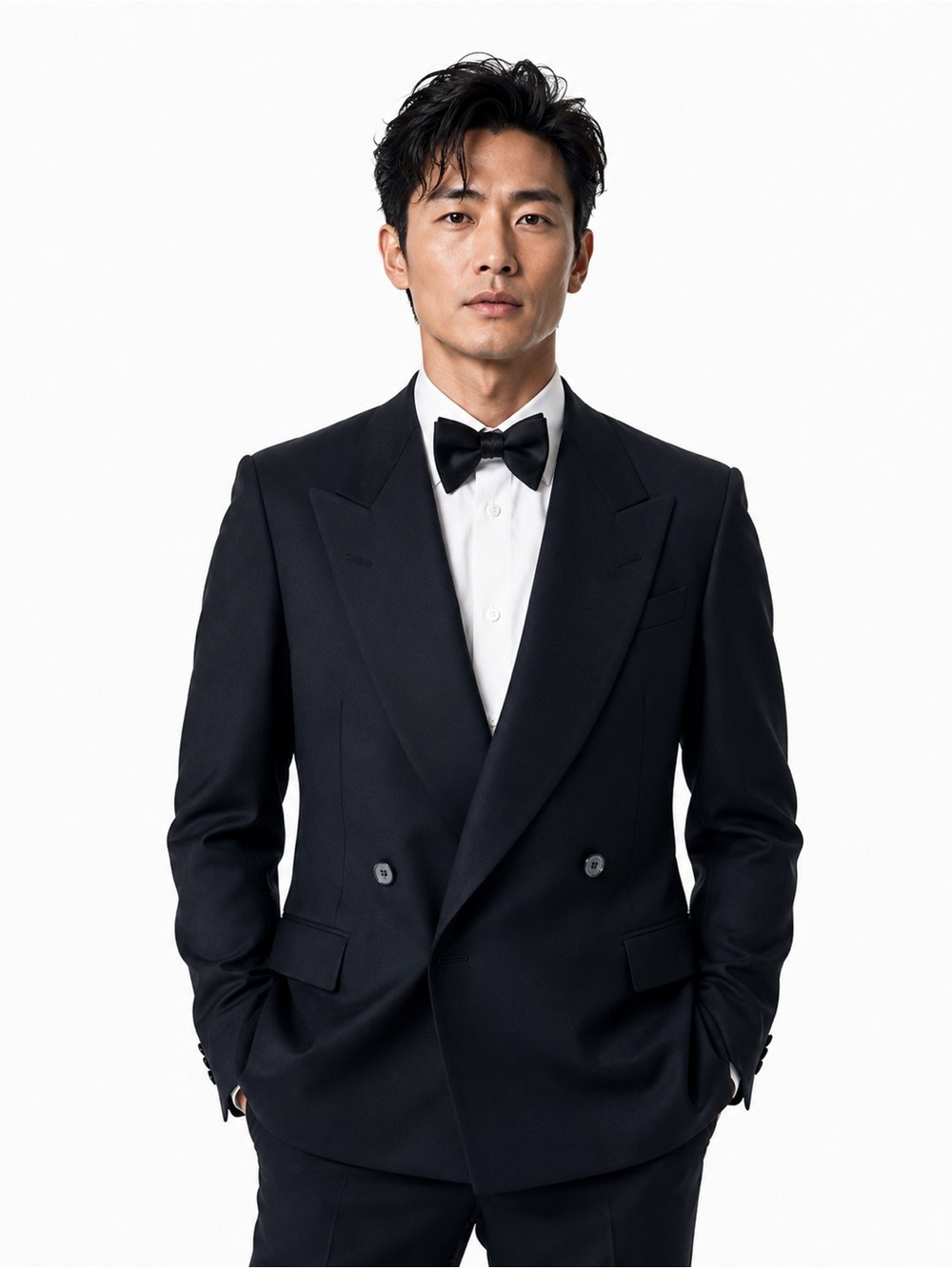 Nino Cerruti Men’s Double-Breasted Tuxedo | Black | Luxury Formalwear | 40R